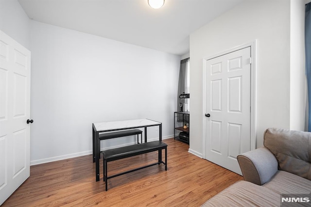 sitting room with hardwood / wood-style floors