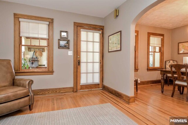 living area with light wood-type flooring