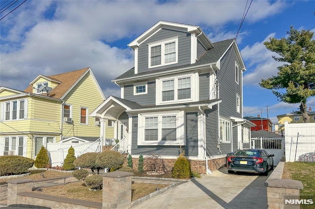 view of front of home with cooling unit