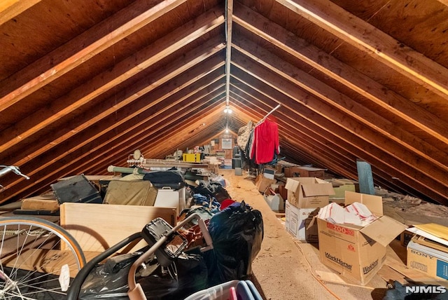 view of unfinished attic