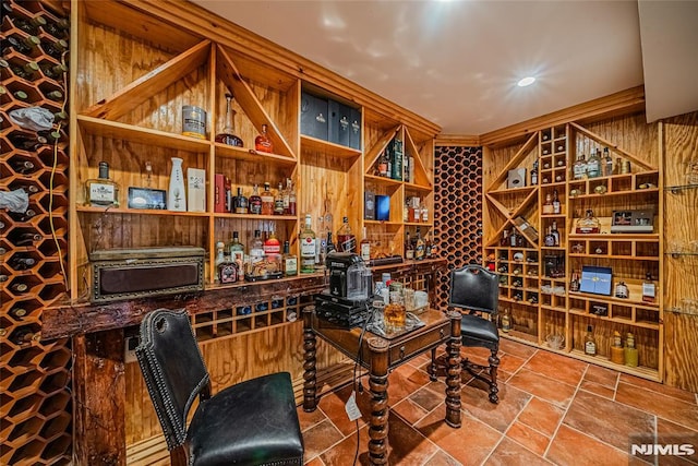 view of wine cellar