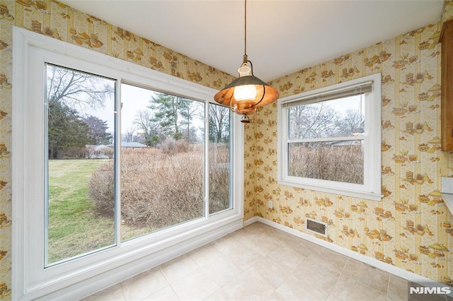 view of unfurnished dining area