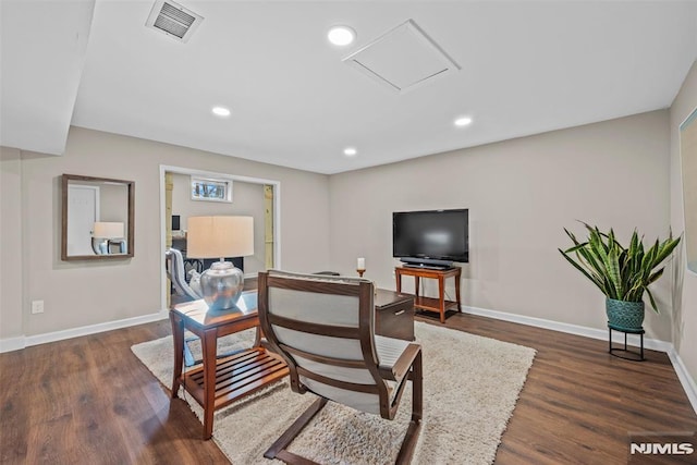 office featuring dark hardwood / wood-style floors