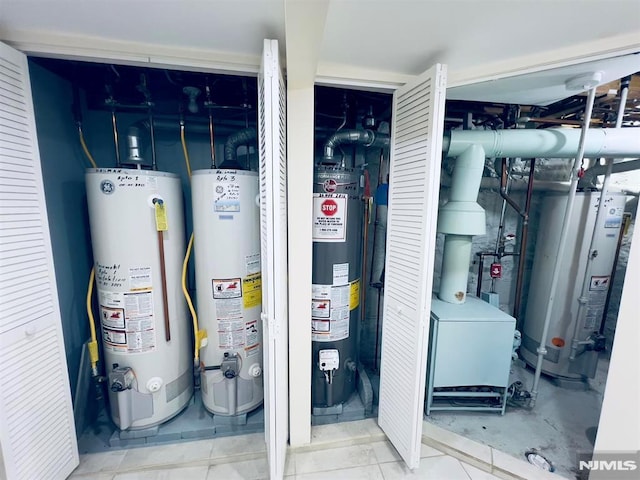 utility room featuring water heater