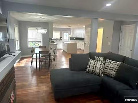 living room with wood-type flooring