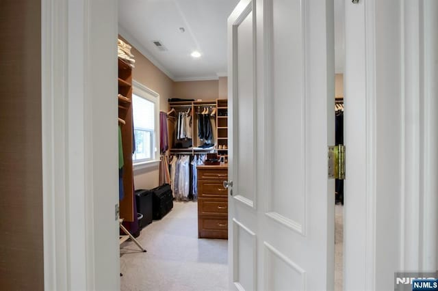 spacious closet with visible vents