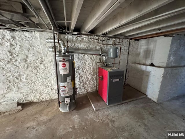 utility room with water heater