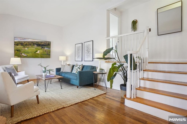 living room with hardwood / wood-style flooring