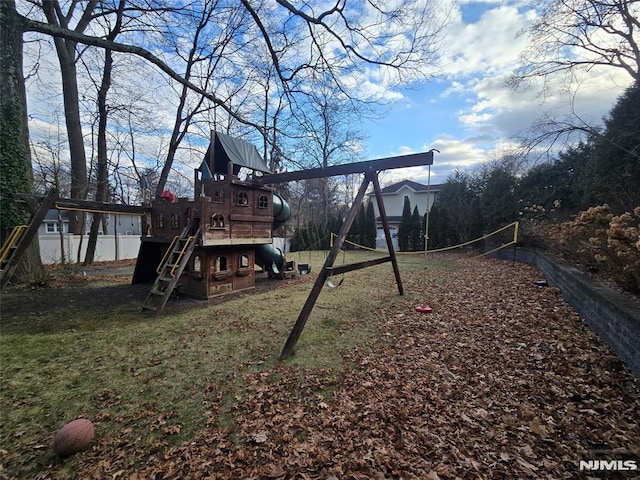 view of play area with a yard