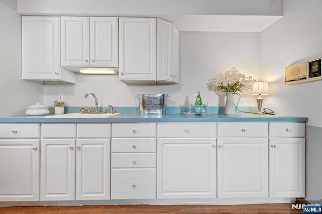 kitchen with white cabinetry and sink