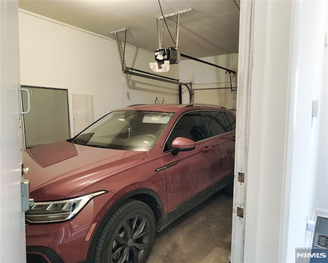 garage with a garage door opener