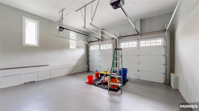 garage with a garage door opener