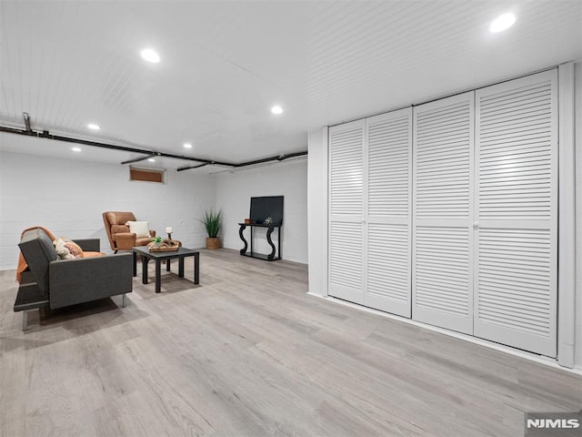 living room with light wood-type flooring