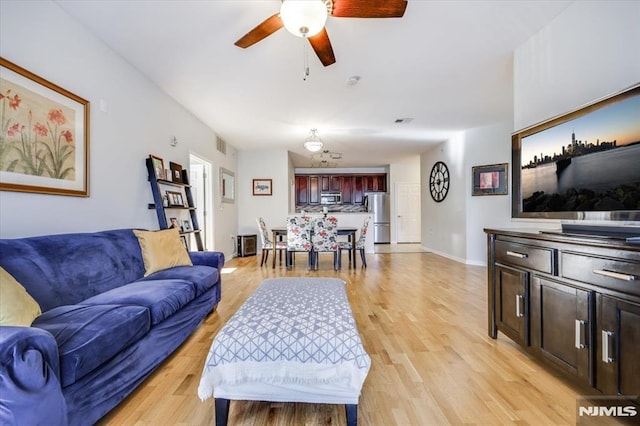 living room with light wood-type flooring