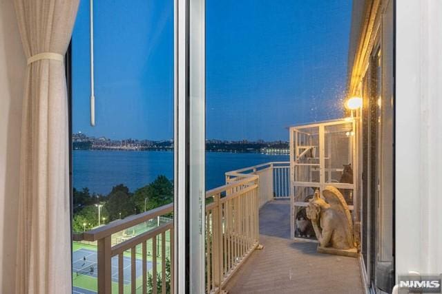 balcony with a water view