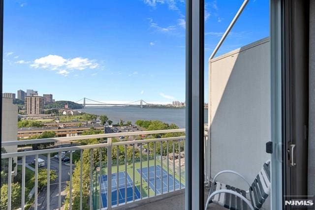 balcony with a water view