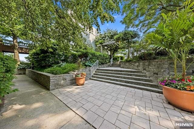 surrounding community featuring a patio area and a pergola