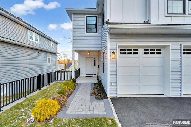 exterior space featuring a garage