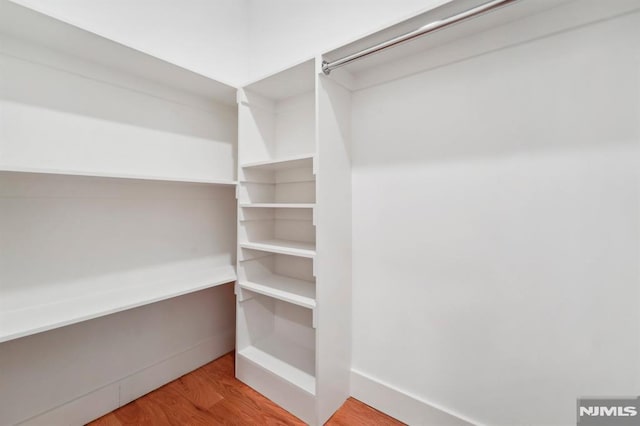 spacious closet with hardwood / wood-style flooring