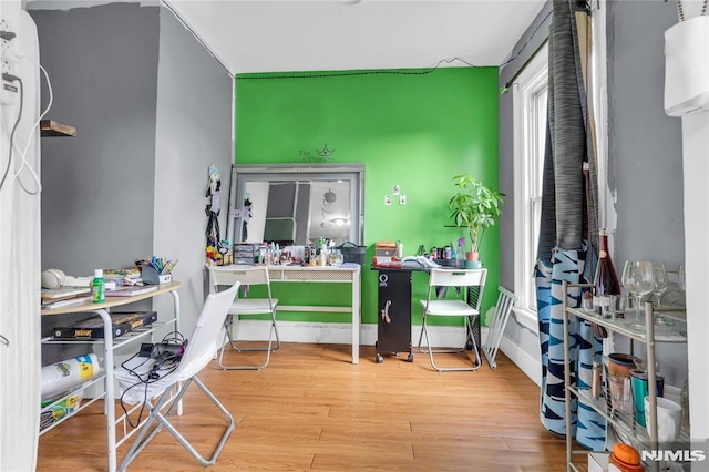 office space featuring hardwood / wood-style floors