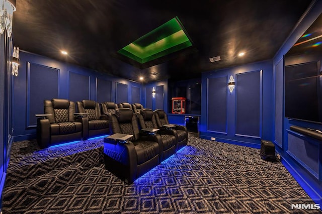 view of carpeted home theater room