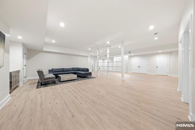 living room featuring light hardwood / wood-style flooring