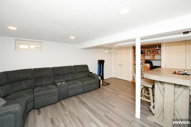 living room with light wood-type flooring