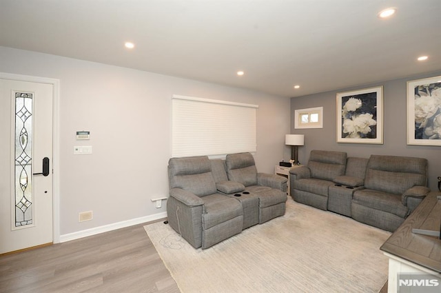 living room with wood-type flooring