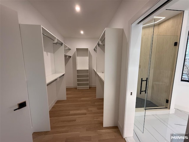 spacious closet with light wood-type flooring