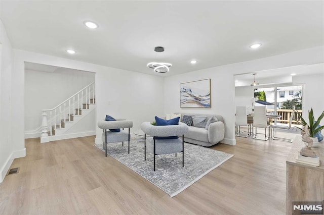 living room featuring light hardwood / wood-style floors