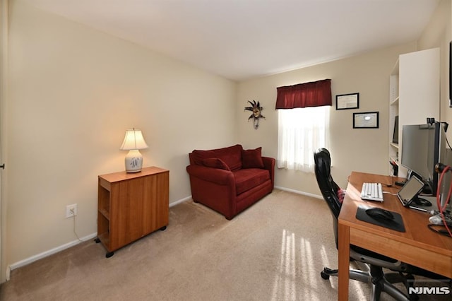 office area with light colored carpet