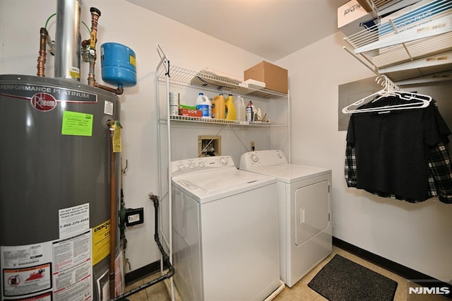 laundry area featuring washer and clothes dryer and gas water heater