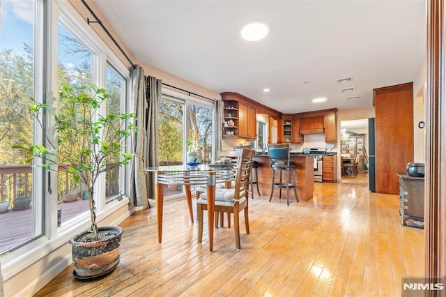 dining room with light hardwood / wood-style floors