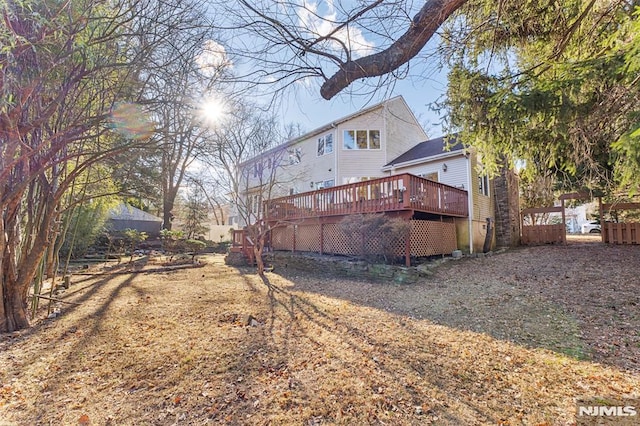 view of yard with a deck