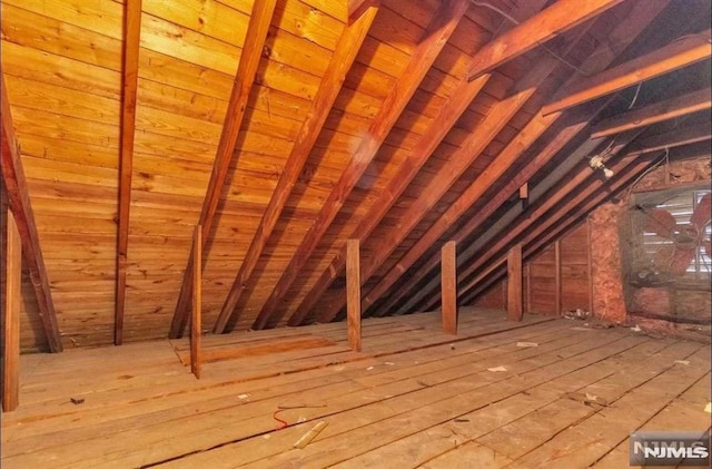 view of unfinished attic