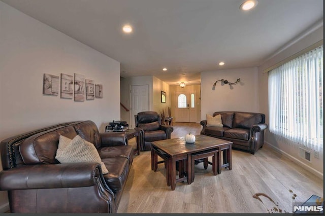 living room featuring light hardwood / wood-style flooring