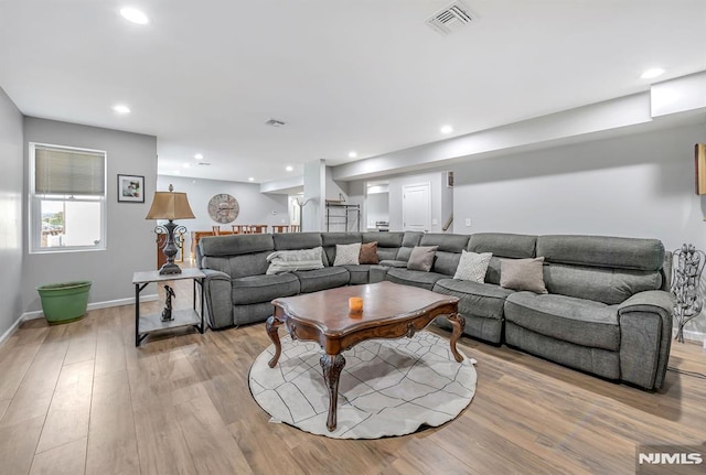 living room featuring light hardwood / wood-style floors