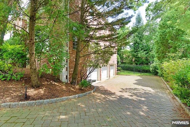 exterior space featuring a garage