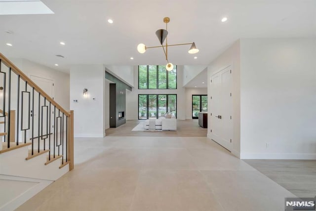 interior space featuring an inviting chandelier