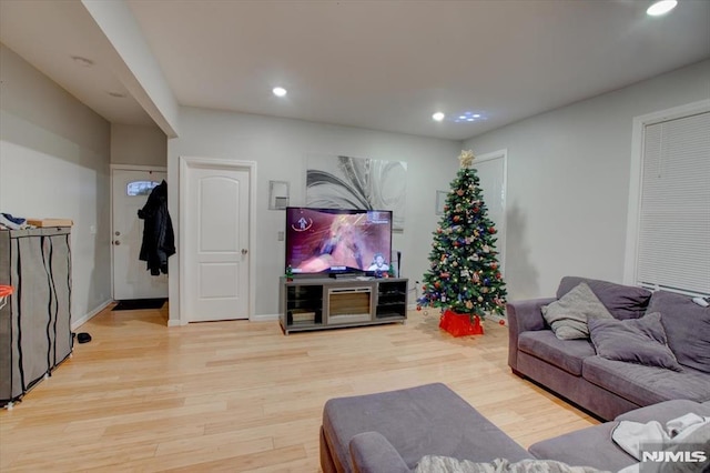 living room featuring light hardwood / wood-style floors