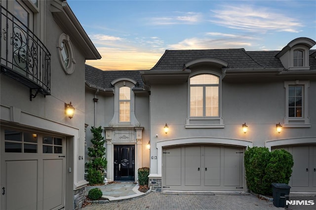 view of front of home with a garage