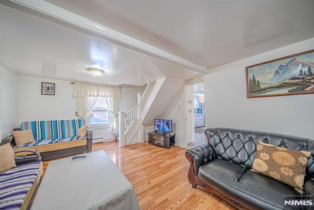 living room with hardwood / wood-style floors