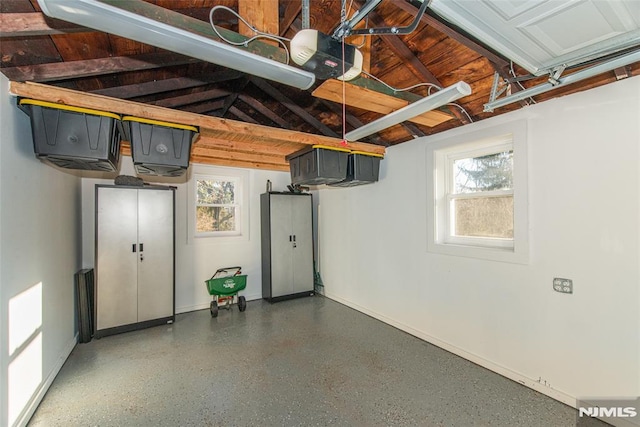 garage with a garage door opener