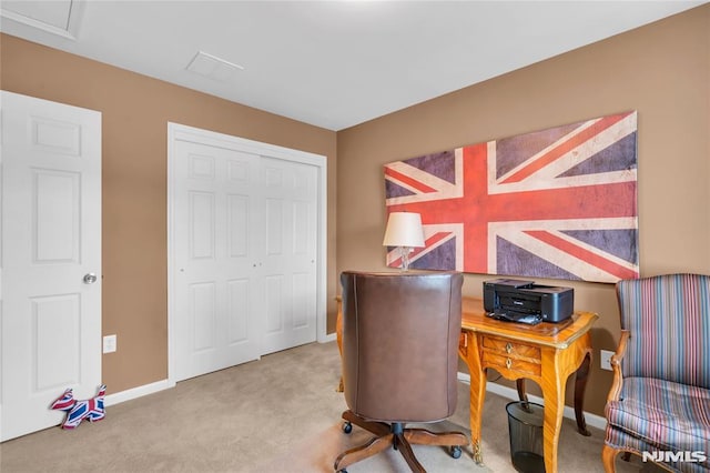 office area with carpet flooring