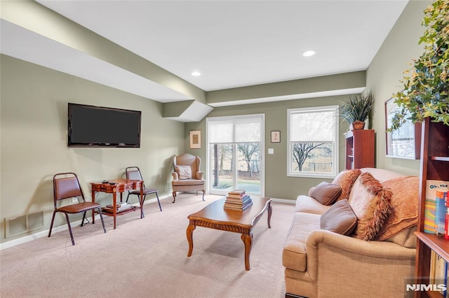 living room with carpet