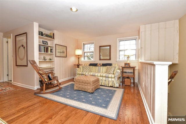 living room with hardwood / wood-style floors