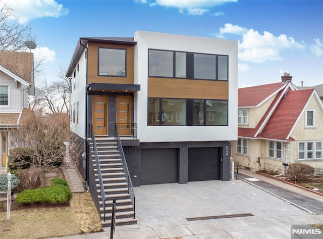 contemporary house featuring a garage