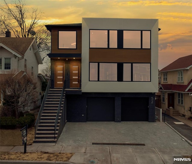 contemporary house featuring a garage