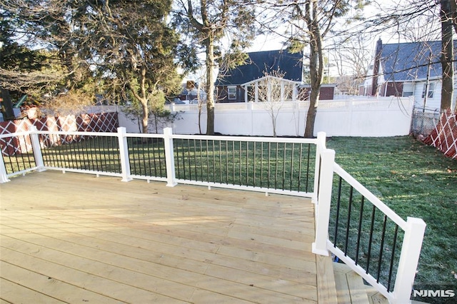 deck with a yard