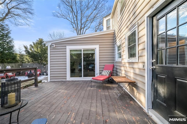 wooden deck with central AC